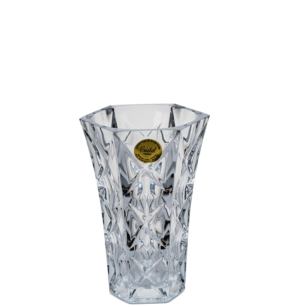 Cristal d’Arques Masquerade Lead Crystal Vase – Deep Diamond & Star Facets