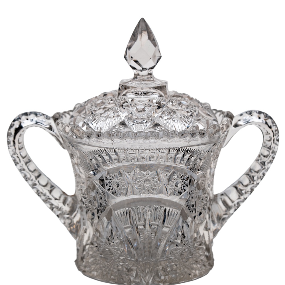 Early American Pattern Glass Wheat Sheaf Lidded Candy Dish – Cambridge No. 2660