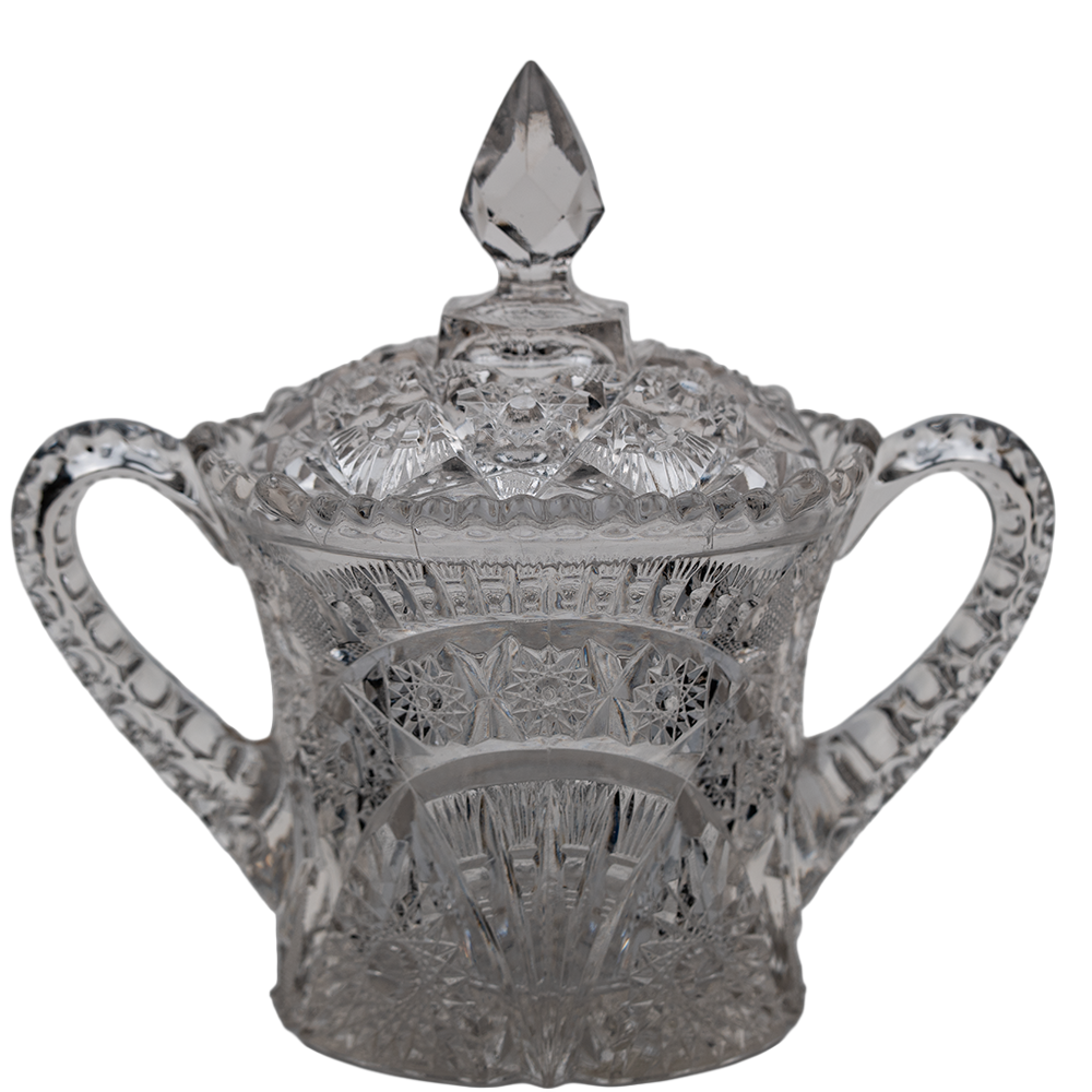Early American Pattern Glass Wheat Sheaf Lidded Candy Dish – Cambridge No. 2660