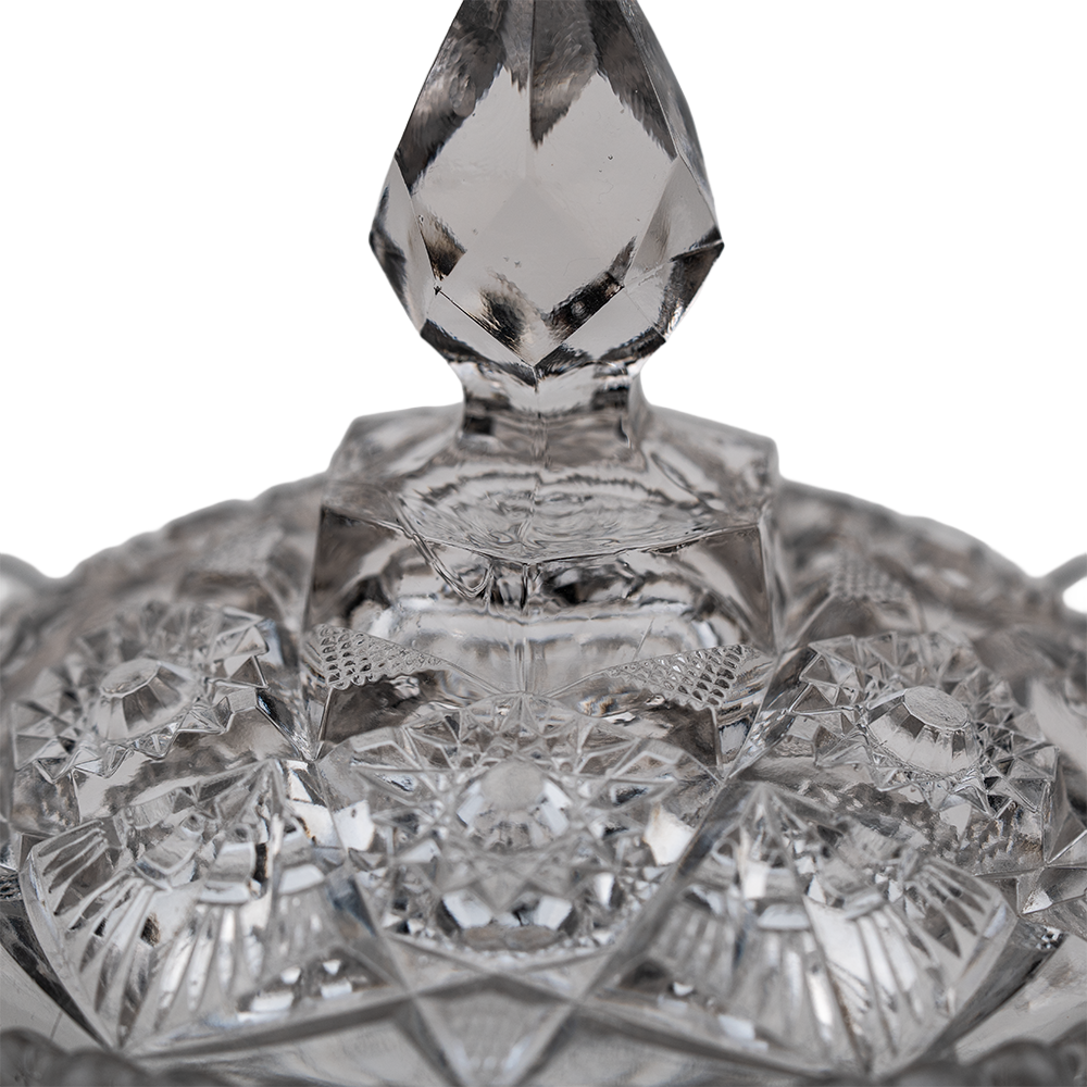 Early American Pattern Glass Wheat Sheaf Lidded Candy Dish – Cambridge No. 2660