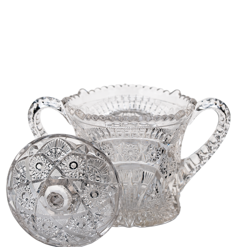 Early American Pattern Glass Wheat Sheaf Lidded Candy Dish – Cambridge No. 2660