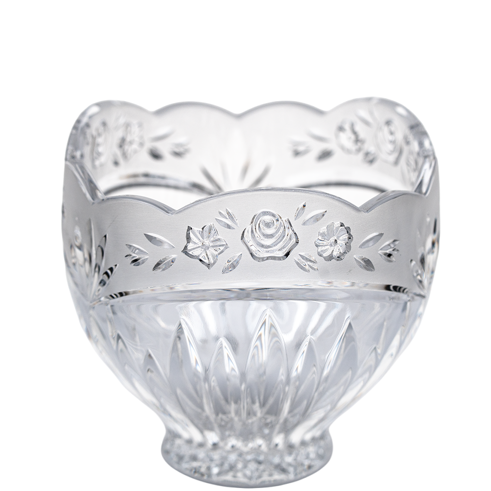 Oneida Southern Garden Lead Crystal Bowl – Frosted Floral Rim