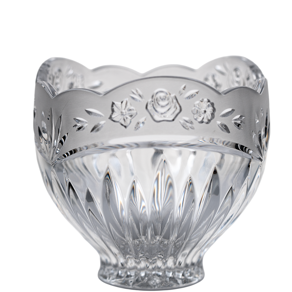 Oneida Southern Garden Lead Crystal Bowl – Frosted Floral Rim