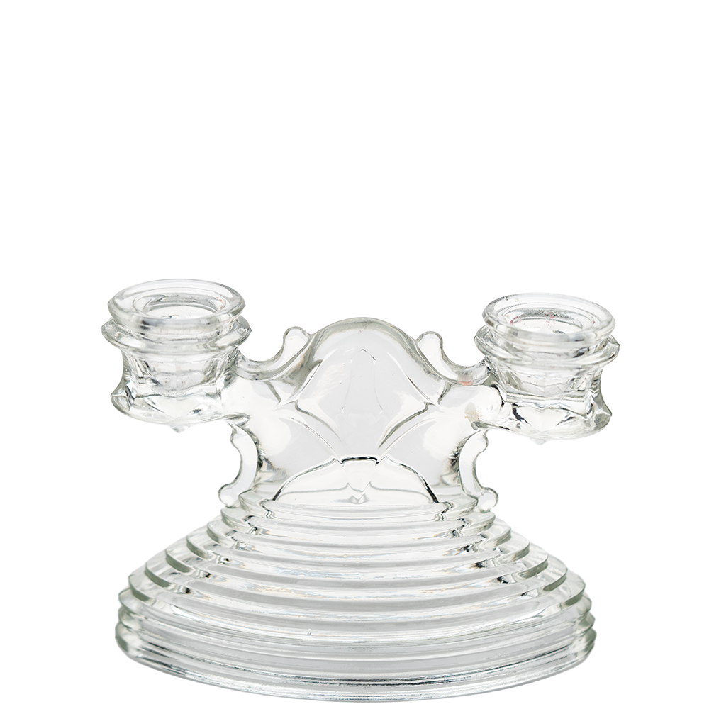 L.E. Smith Art Deco Double Candle Holders - Ribbed 1930s Pair