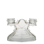 L.E. Smith Art Deco Double Candle Holders - Ribbed 1930s Pair
