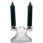L.E. Smith Art Deco Double Candle Holders - Ribbed 1930s Pair