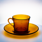 Duralex France Lys Amber Dinner Set – 32‑Piece Mid‑Century Service for Eight