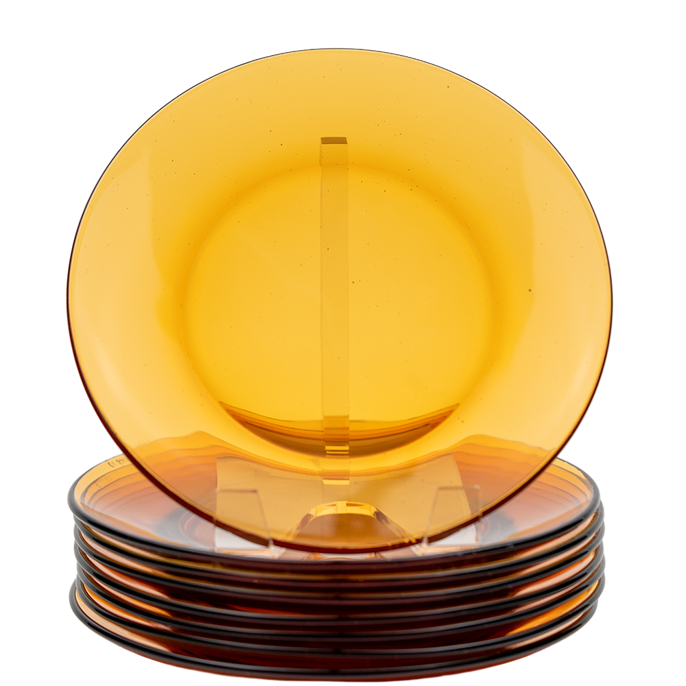Duralex France Lys Amber Dinner Set – 32‑Piece Mid‑Century Service for Eight