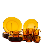 Duralex France Lys Amber Dinner Set – 32‑Piece Mid‑Century Service for Eight