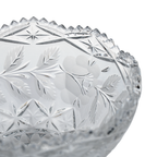 Lead Crystal Footed Bowl – Etched Floral Accent