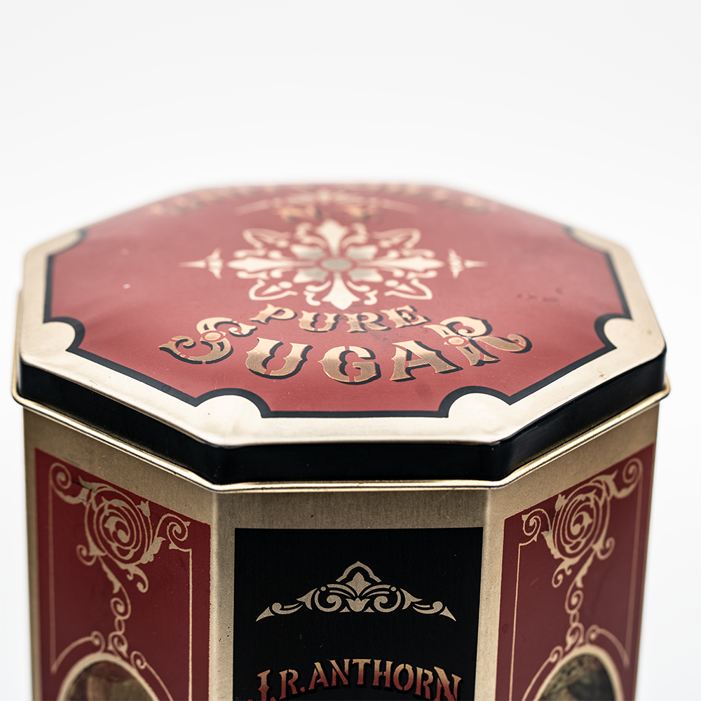 Replica J.R. Anthorn & Co. Sugar Tin – Red Graphic Container