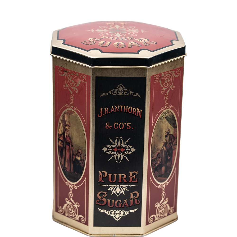 Replica J.R. Anthorn & Co. Sugar Tin – Red Graphic Container