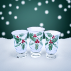 Set aus 3 handbemalten Holly Hurricanes mit goldfarbenem Rand – Originalverpackung