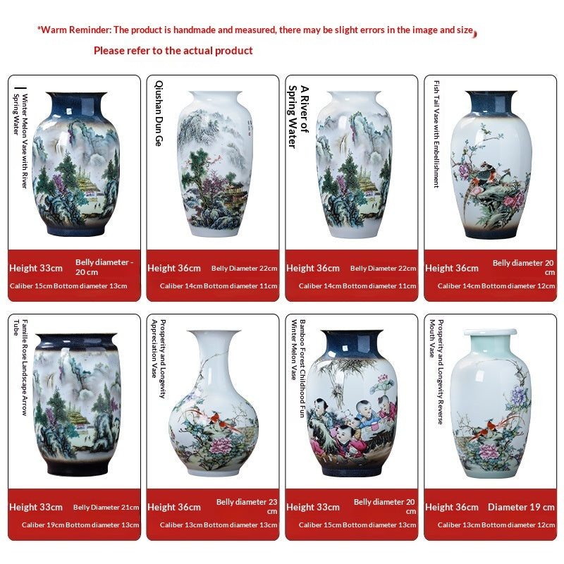 Zhu Wu Pastel Landscape Vases - Ceramic Rotating Base
