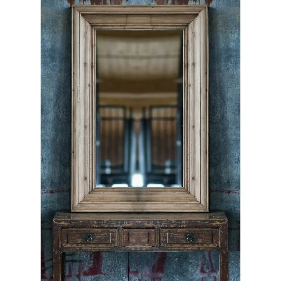 Large Rectangular Pine Frame Mirror - Statement Piece