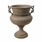 Iron Urn Planter - Scroll Handles & Rust Finish