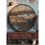 Rosette Cast Iron Mirror - Distressed Round Frame