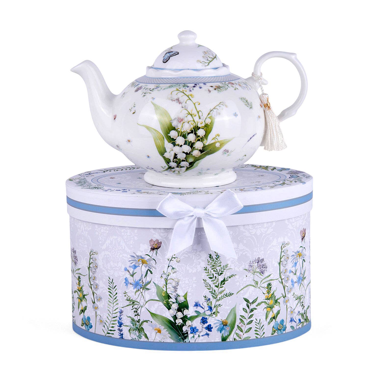 Lily of the Valley Porcelain Teapot in Gift Box – Floral Everyday Accent