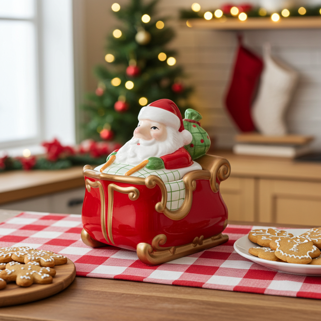 House of Lloyd 1992 Santa's Sleigh Ride Cookie Jar - Ceramic Sleigh