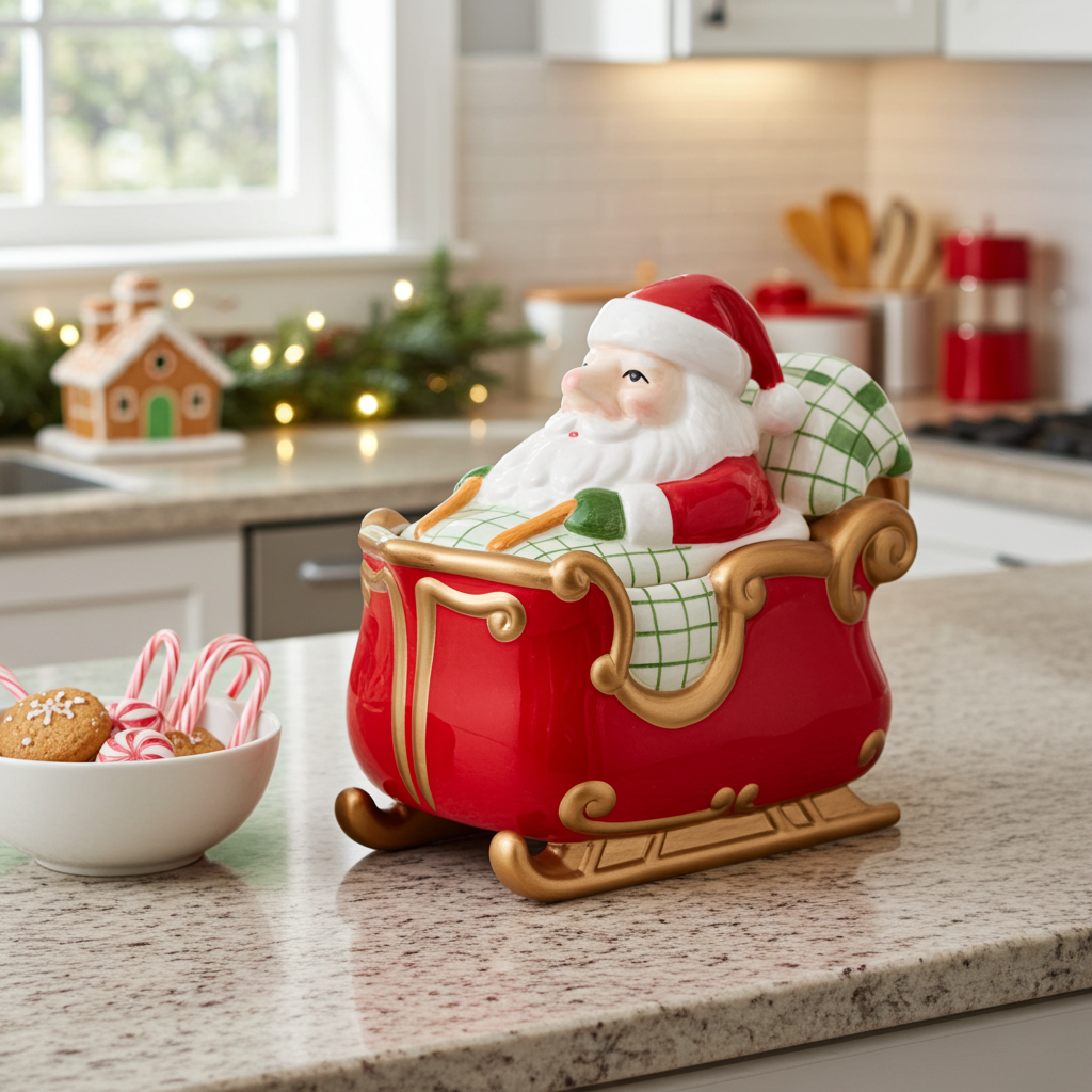House of Lloyd 1992 Santa's Sleigh Ride Cookie Jar - Ceramic Sleigh