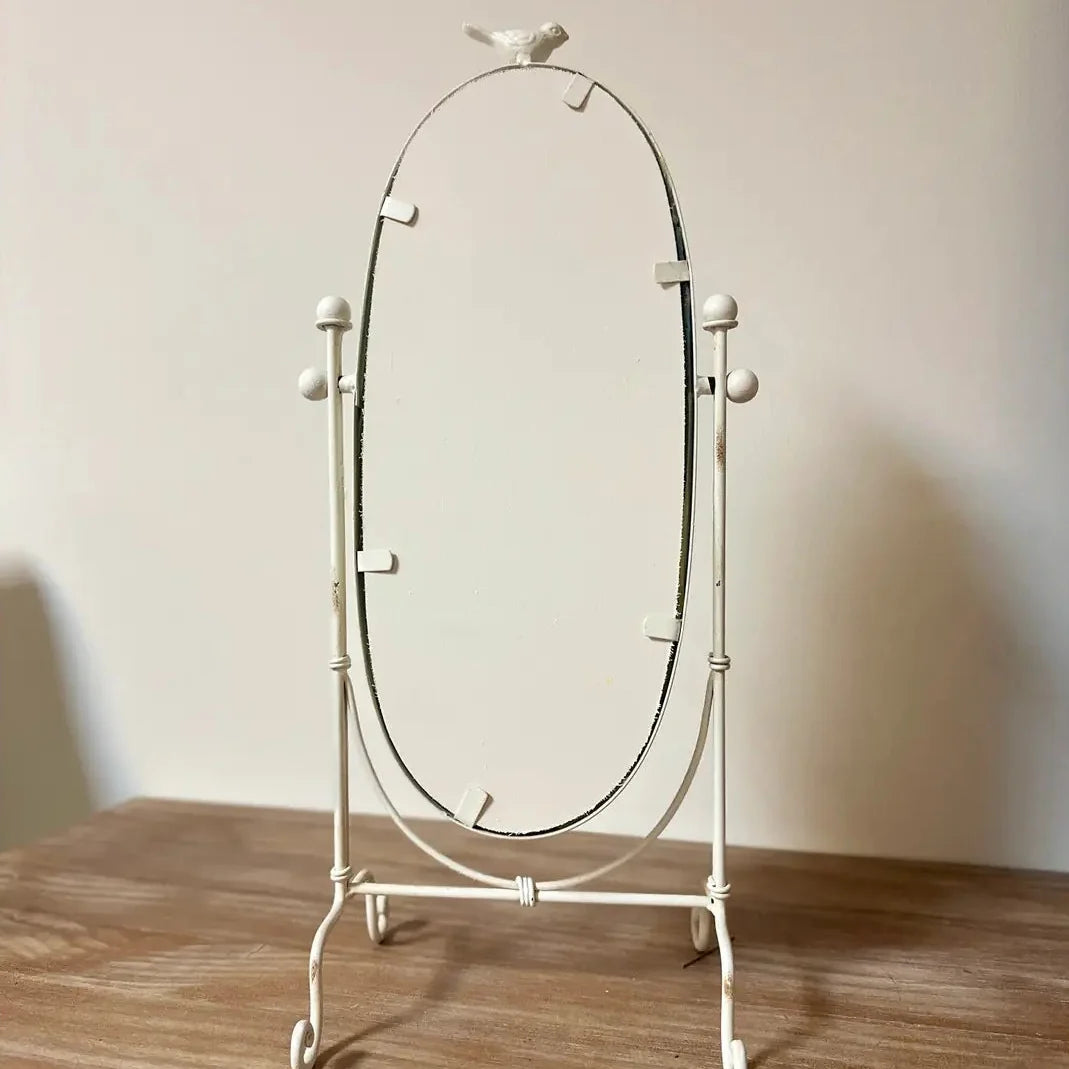 Tabletop Swing Mirror - Distressed White Finish