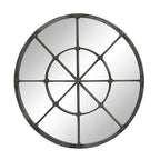 Rosette Cast Iron Mirror - Distressed Round Frame
