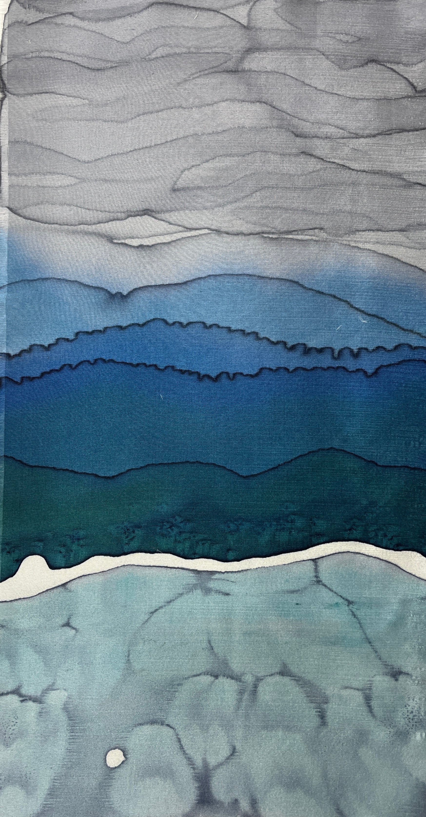 "Cloudy Summer Day” - Hand-Dyed Silk Wall Hanging