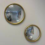 Round Convex Mirror - Gold-Finish Metal Frame