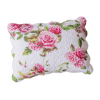 DaDa Bedding Romantische Rosen Feder Blumenmuster Rosa Muschelkante Kissenbezug 1-teilig (JHW879)