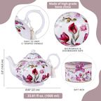 Teekanne aus Porzellan mit Tulpenmotiv in Geschenkbox – Blumiger Akzent für jeden Tag
