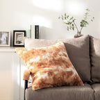 DaDa Bedding Amber Orange Braun & Weiß Kuscheliger Kunstfell Euro-Kissenbezug (M3396)