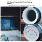 Zhu Wu Pastel Landscape Vases - Ceramic Rotating Base