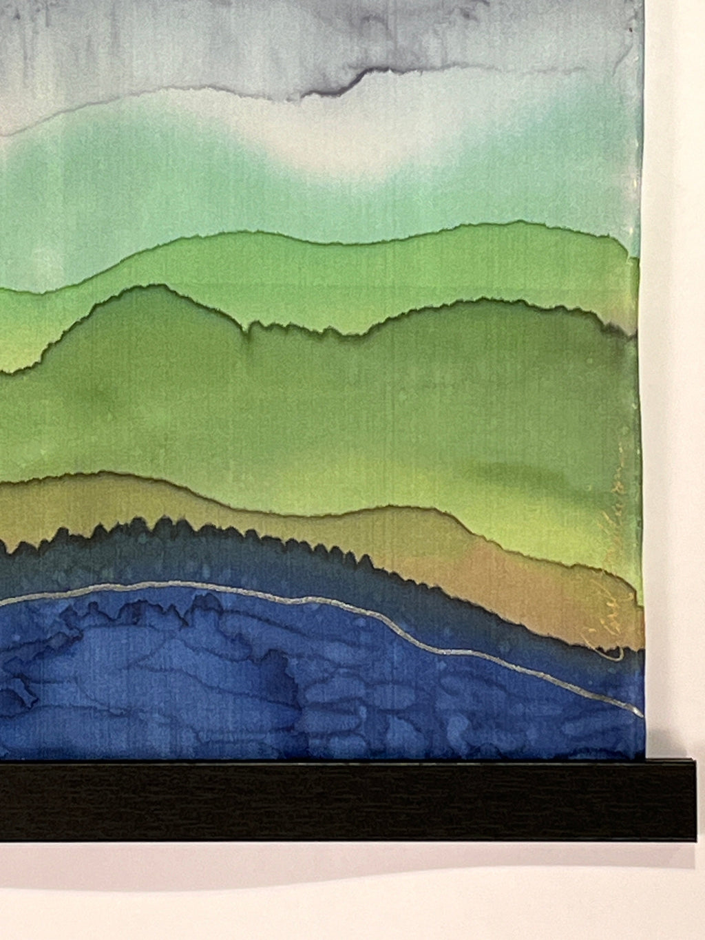 “Mountainscape Mini" - Hand‑Painted Silk Wall Hanging