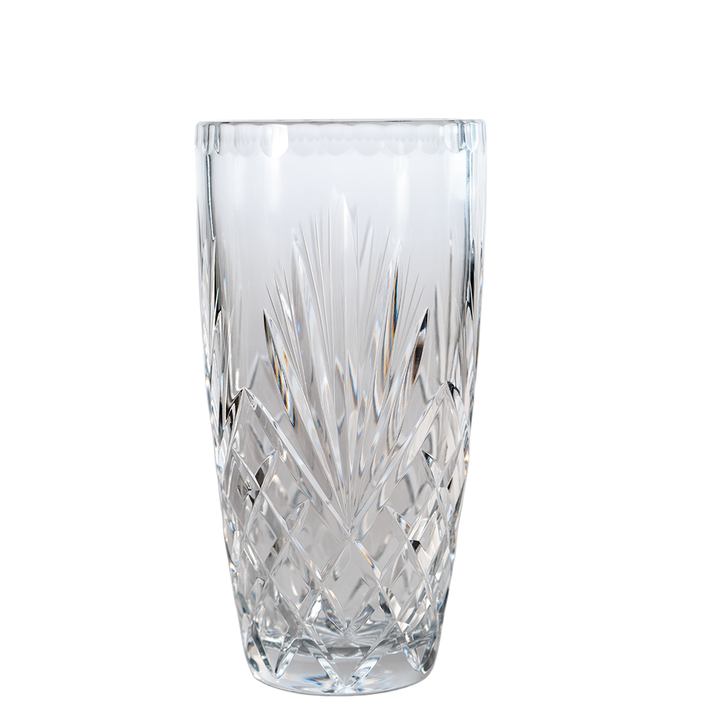 Vintage Crystal Vase — Diamond & Fan Cut Design