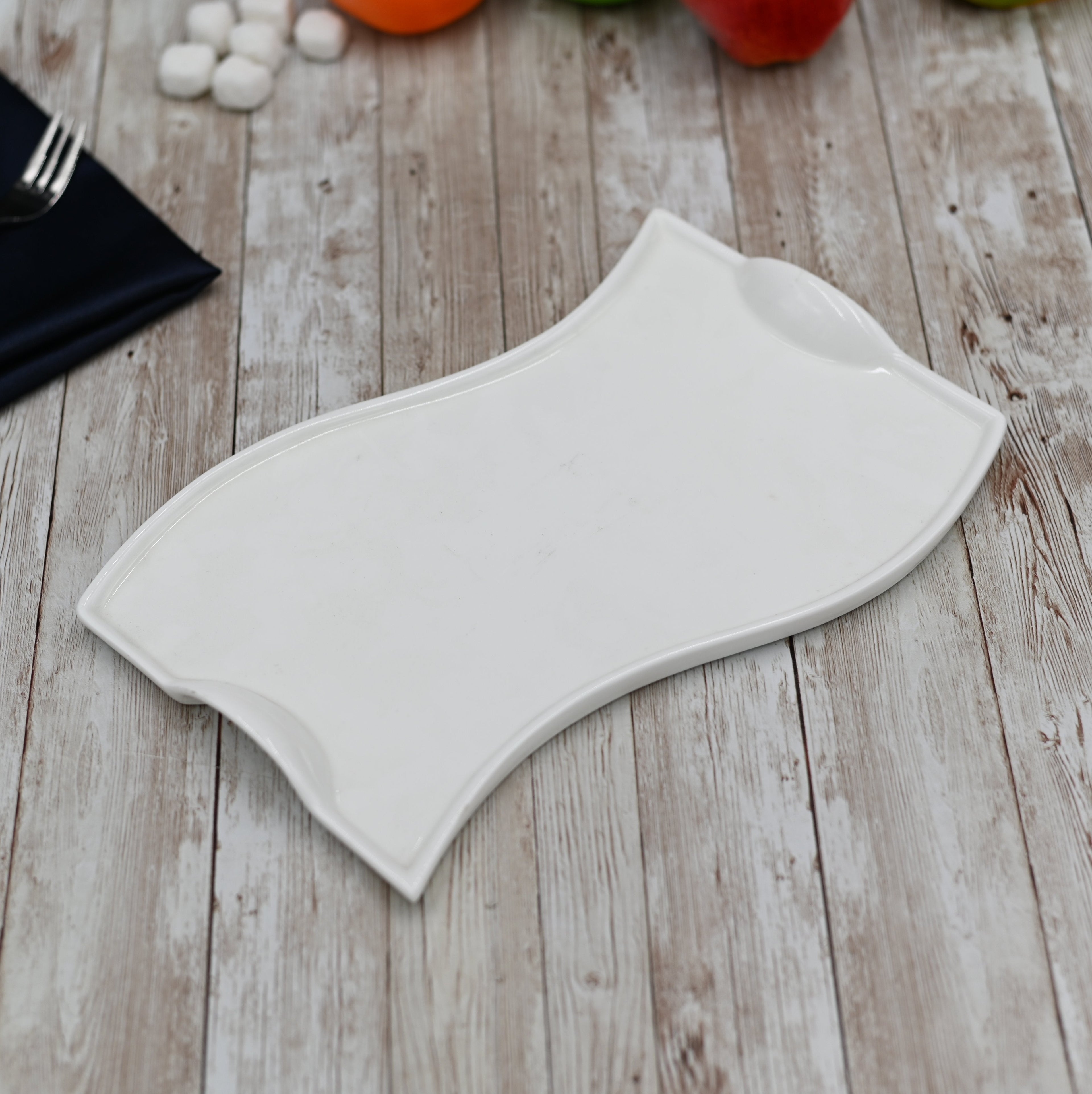 Flat Porcelain Dish with Handles – 14 inch – Single Piece