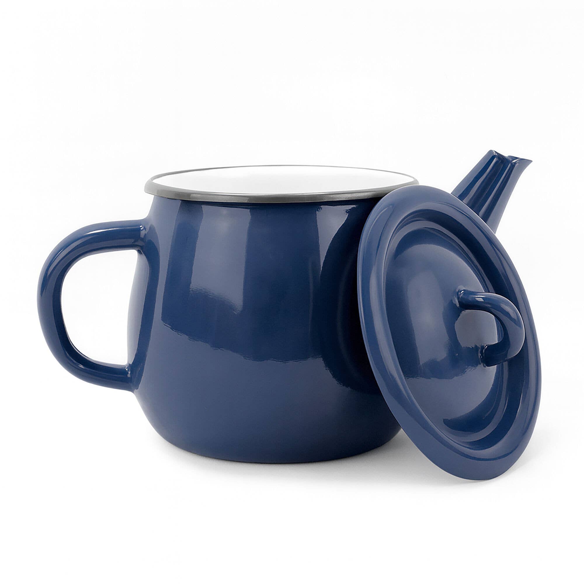 Valentine Navy Blue Vintage Enamel Teapot – Classic Enameled Steel Accent