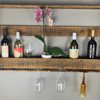 Wall Wine & Glass Rack - Repurposed Wood