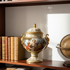 Lenwile Ardalt Porcelain Lidded Urn - Rococo Pastoral & Gilt Handles