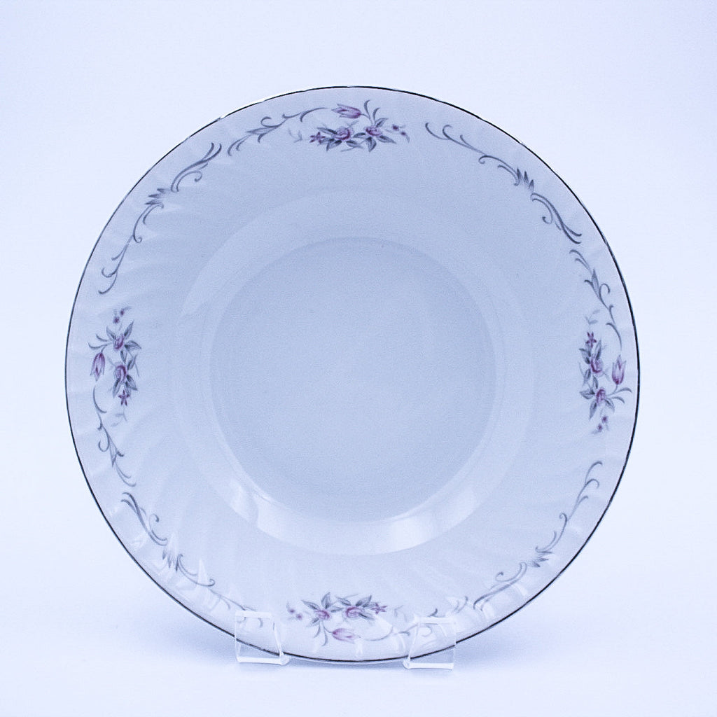 Gold Standard GST1 Porzellan-Servierschale – Rosa Rosenknospen mit silbernem Rand, Vintage