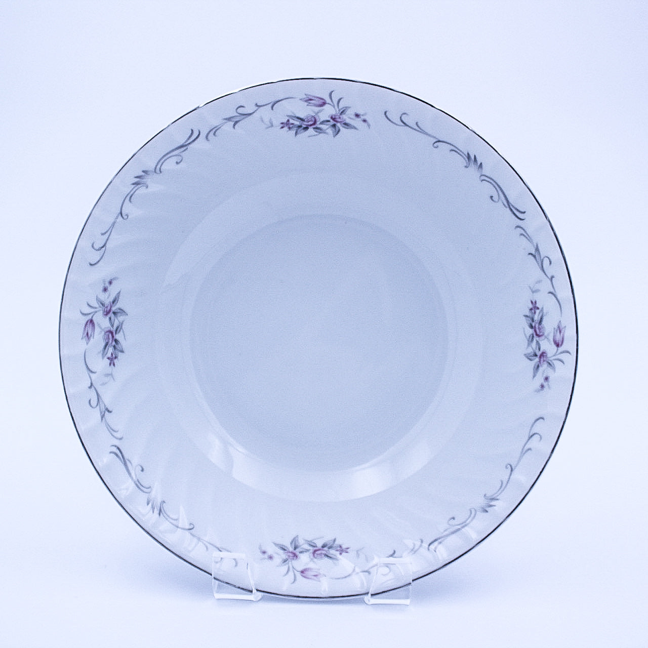 Gold Standard GST1 Porzellan-Servierschale – Rosa Rosenknospen mit silbernem Rand, Vintage