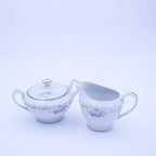 Gold Standard GST1 Porcelain Sugar Creamer – Pink Rosebud Silver Edge Vintage