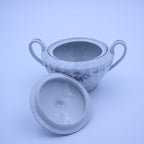 Gold Standard GST1 Porcelain Sugar Creamer – Pink Rosebud Silver Edge Vintage