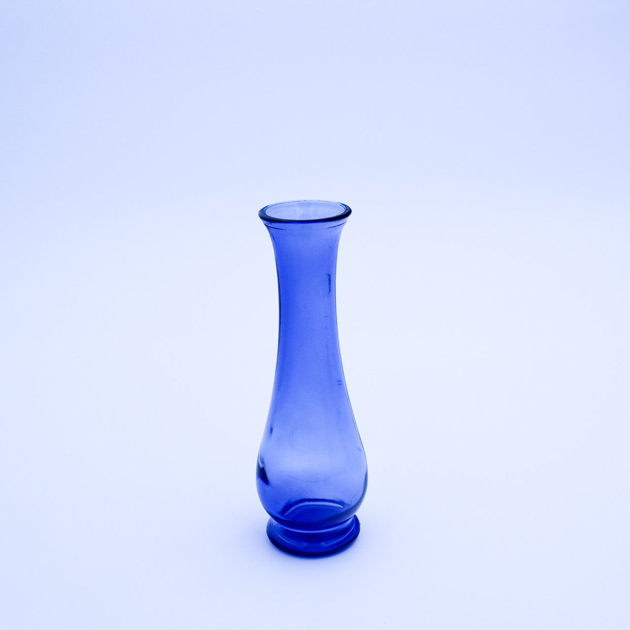 Cobalt Blue Glass Bud Vase with Slender Urn‑Style Form — 6"