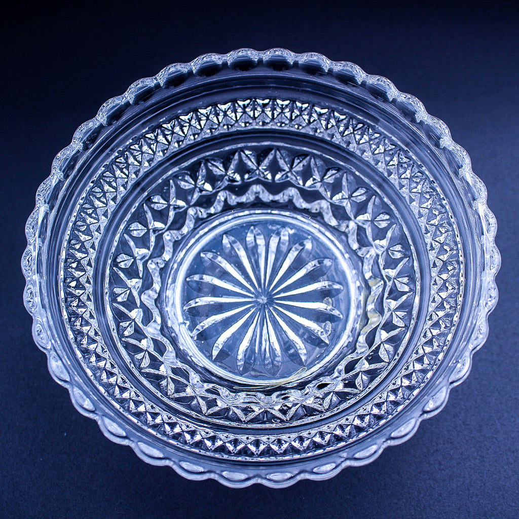 Anchor Hocking Wexford Clear Glass Bowl with Stand — Diamond‑Point Pattern