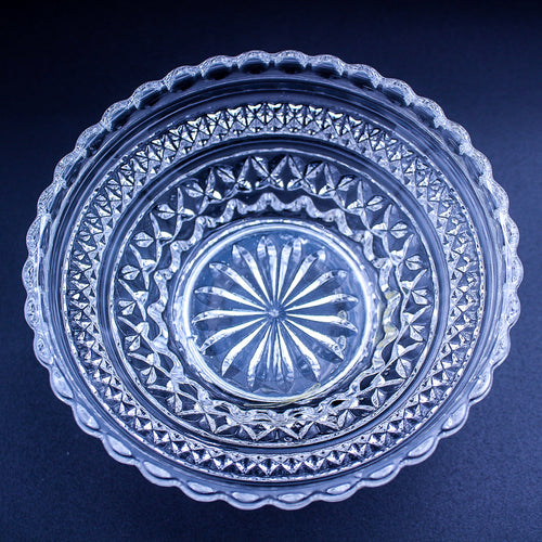 Anchor Hocking Wexford Clear Glass Bowl with Stand — Diamond‑Point Pattern