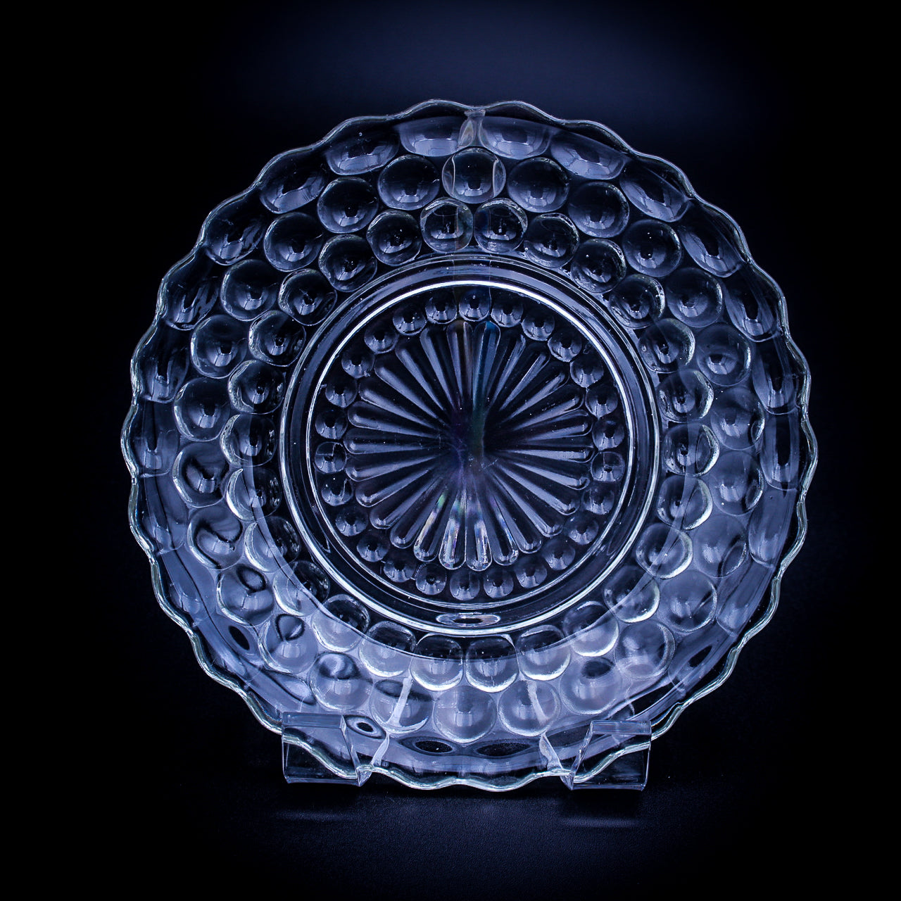 Anchor Hocking Bubble Depression Glass Plate Clear 6.5" Vintage