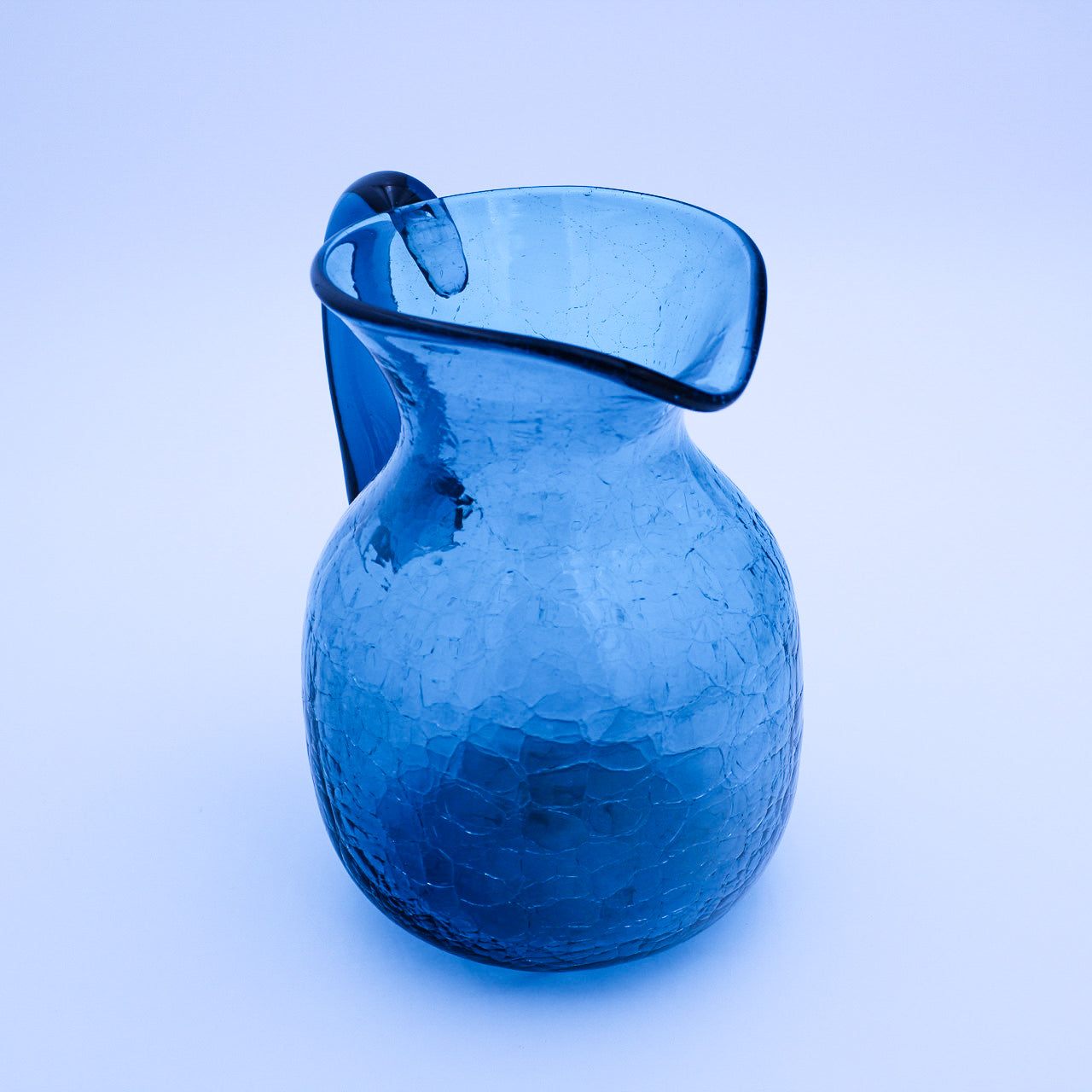 Vintage MCM Blenko 543 Teal Crackle Glass Pitcher, Rare Find