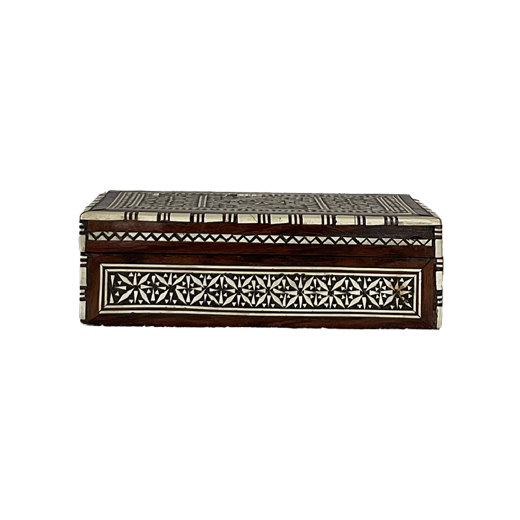 Vintage Wood Box with Mother‑of‑Pearl Inlay