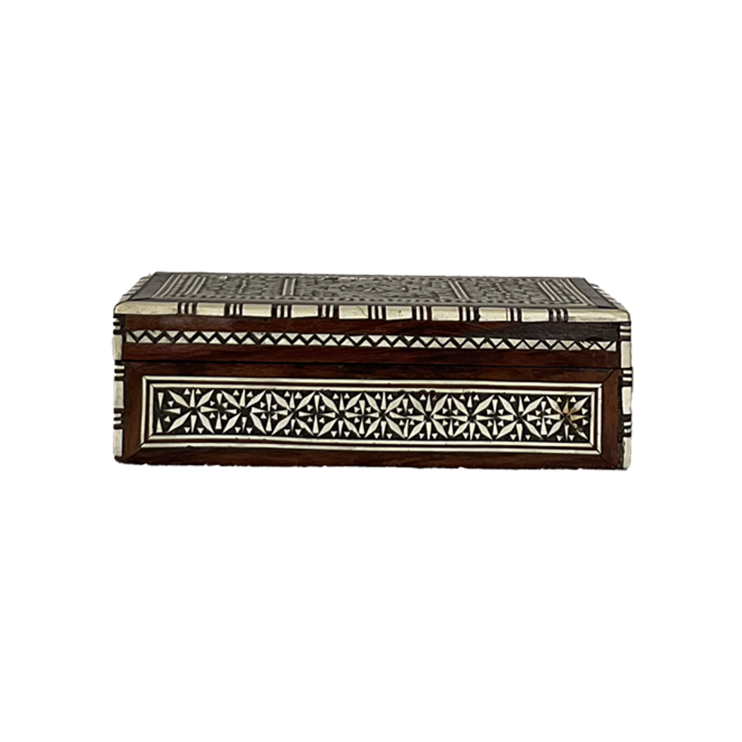 Vintage Wood Box with Mother‑of‑Pearl Inlay