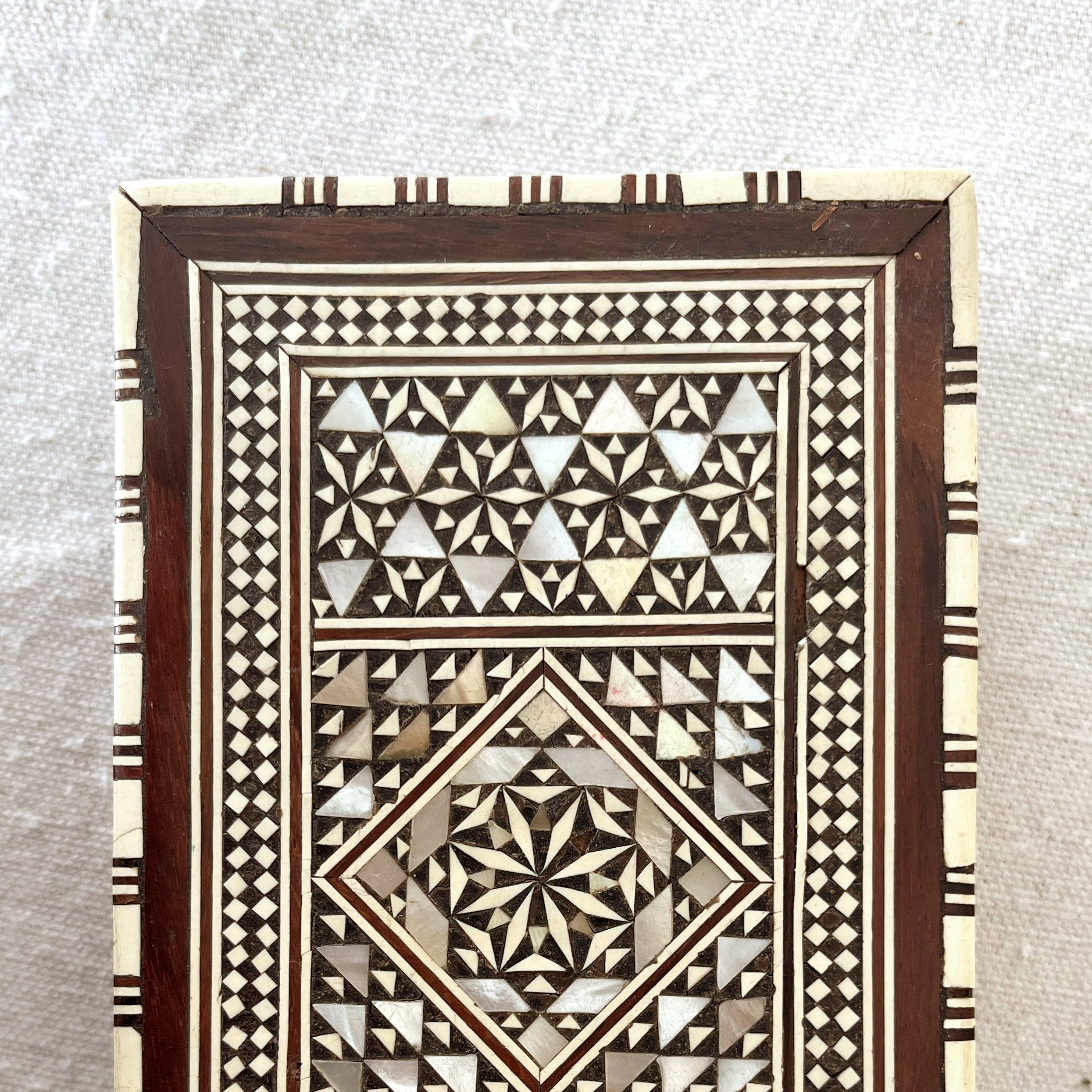 Vintage Wood Box with Mother‑of‑Pearl Inlay